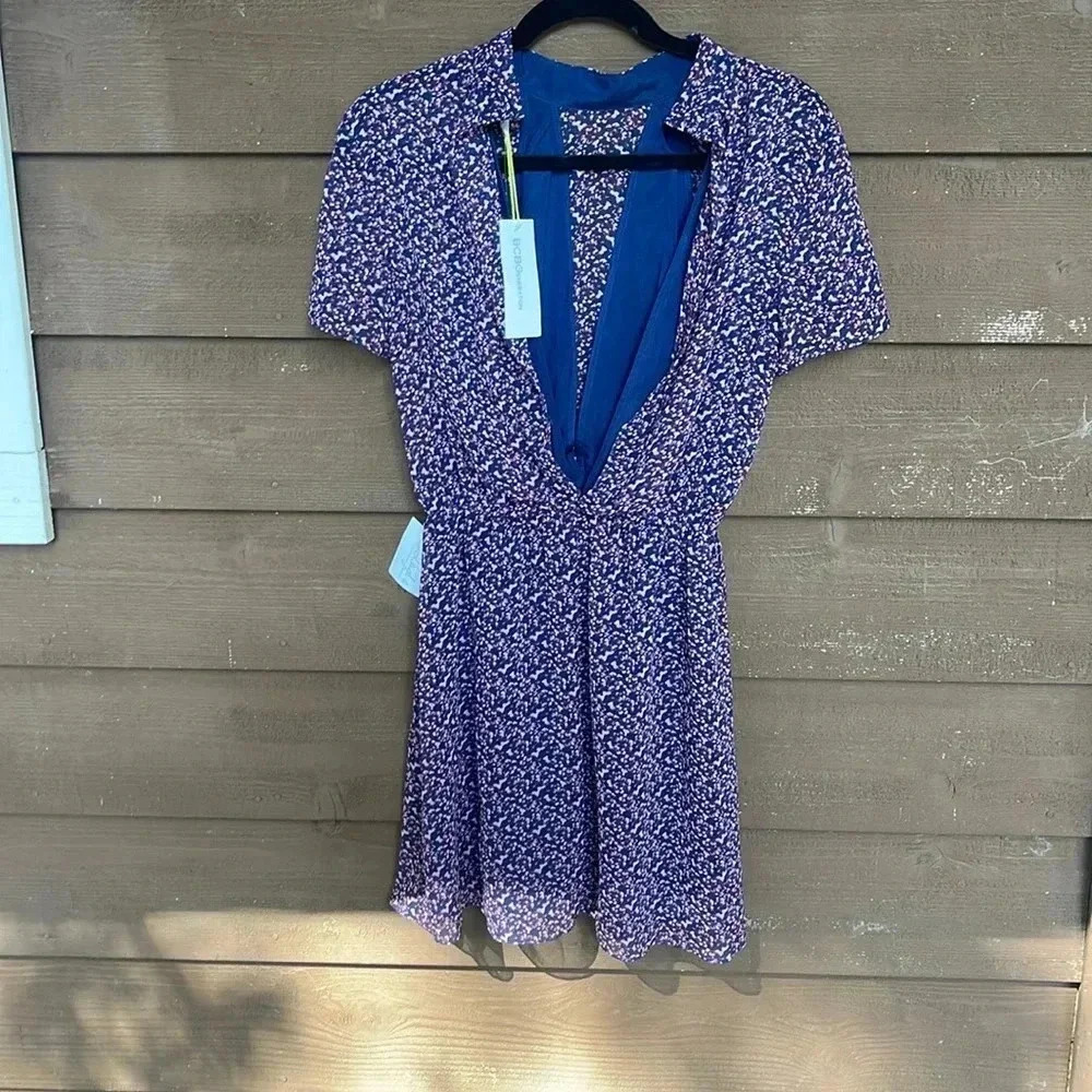BCBG navy sea multi colored dress size XS